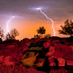 Lightning Chasing Waterfall